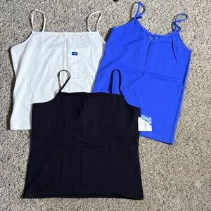 Set 3 Arizona Jean Company White & Black Simply Styled Blue Layering Camis NWT